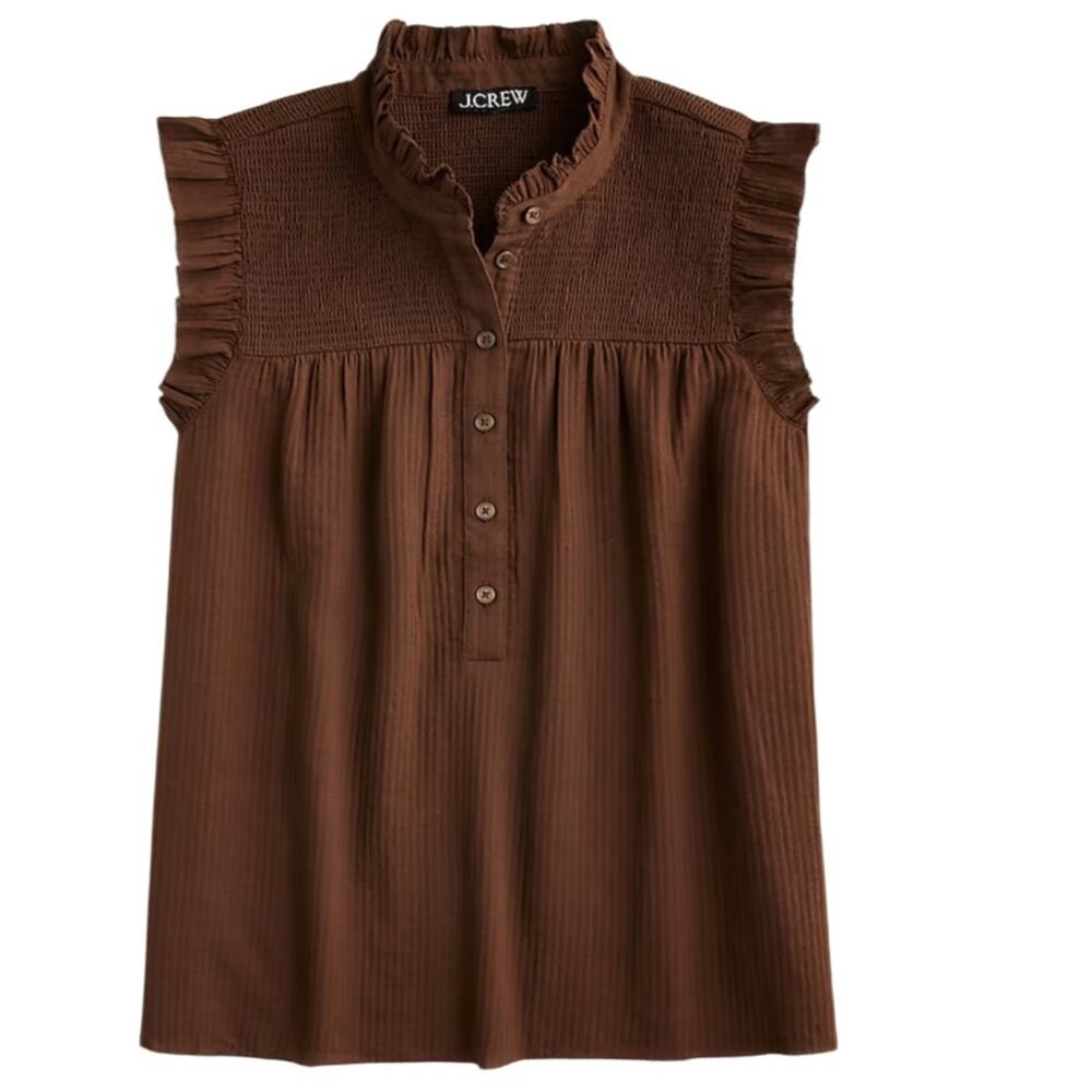 J.CREW Garden top in soft gauze Brown Size Medium NWOT